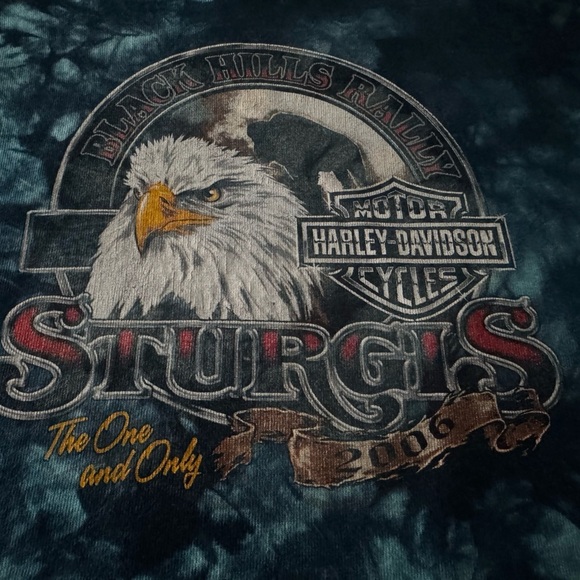 Vintage 2006 Harley-Davidson Sturgis Rally Cropped Tie-Dye Tank Top Deadwood SD - Picture 3 of 6